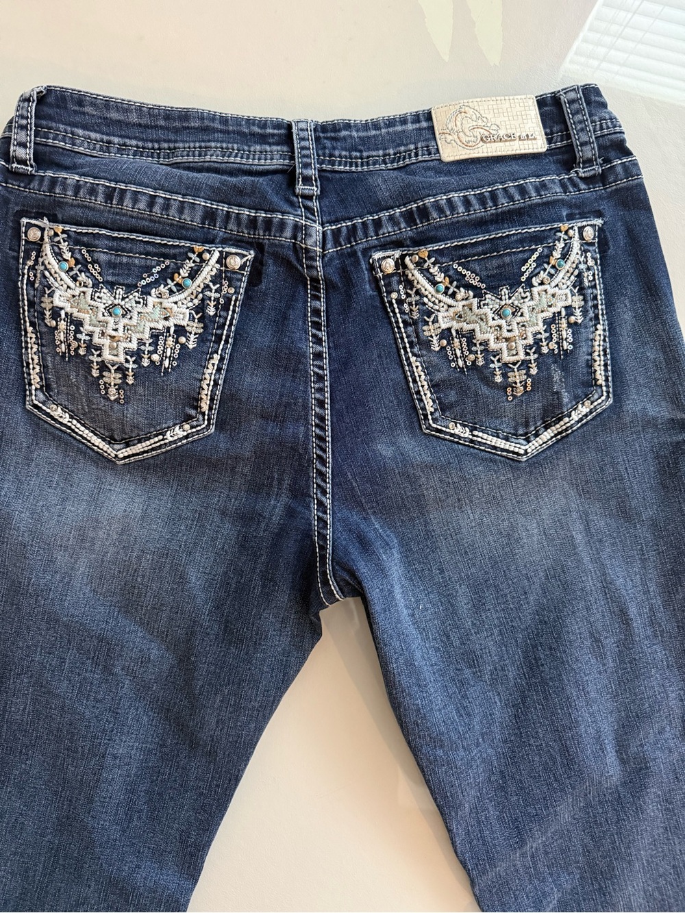 Grace in LA Embellished Bootcut Jeans Size 33 - Picture 3 of 6